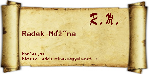 Radek Mína névjegykártya
